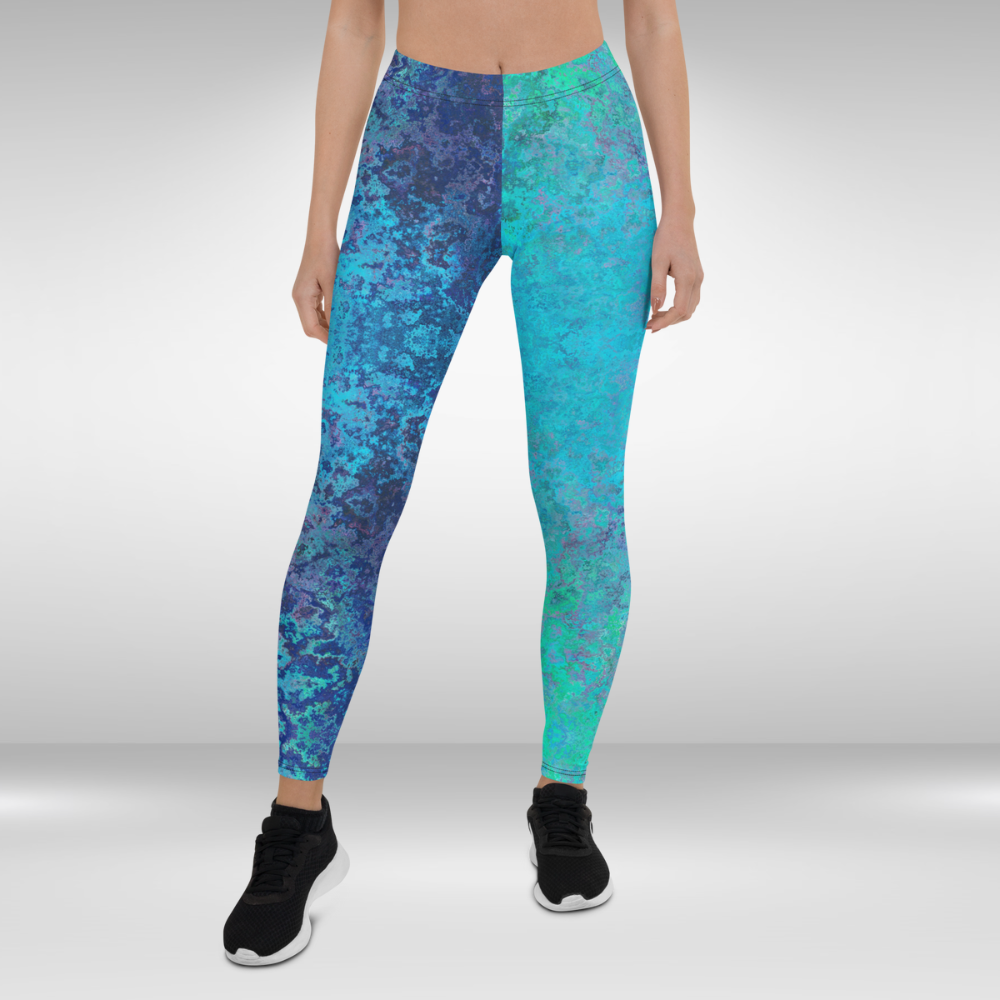 Women Gym Legging - Blue Mermaid Print