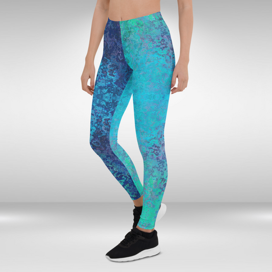 Women Gym Legging - Blue Mermaid Print