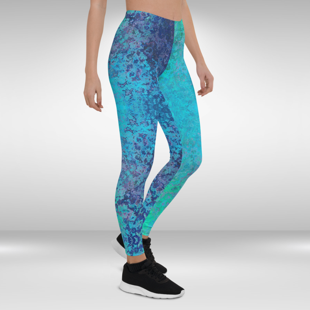 Women Gym Legging - Blue Mermaid Print