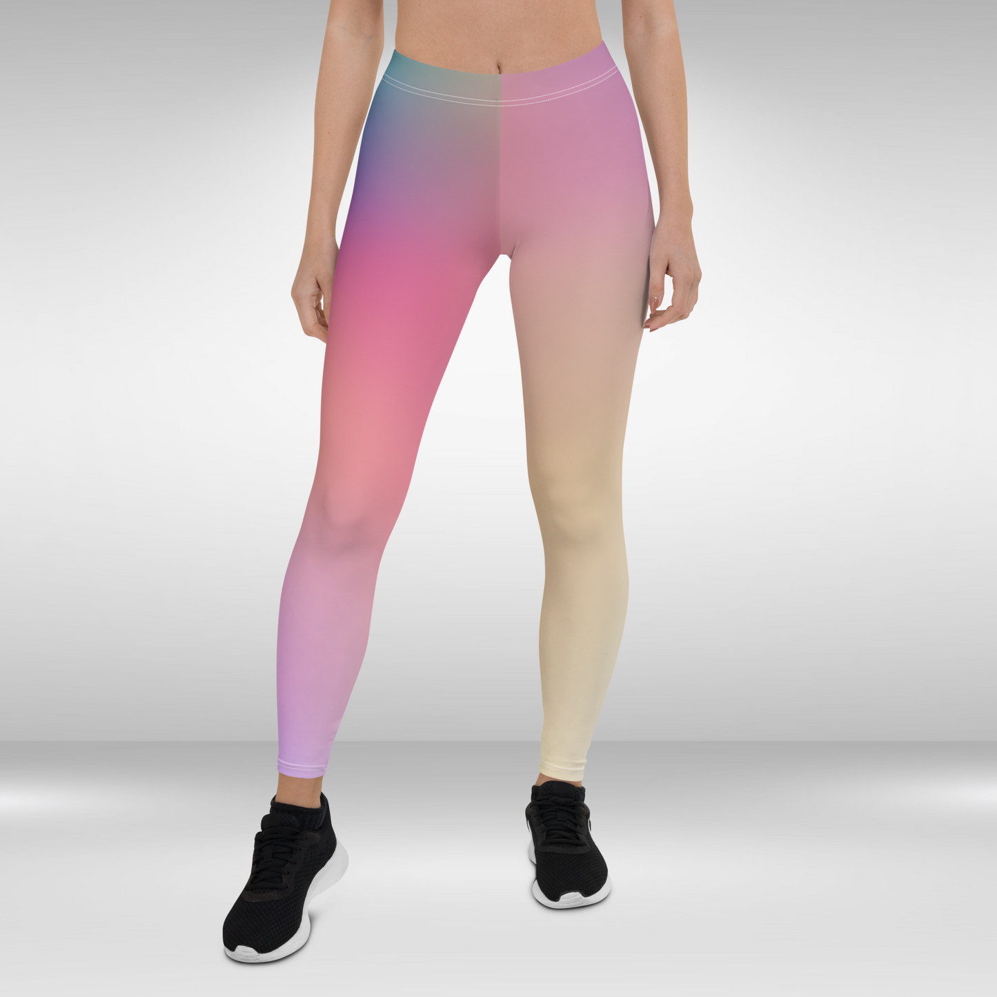 Women Gym Legging - Pastel Rainbow Print