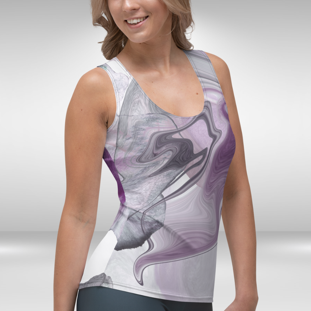 Women Tank Top - Purple Abstract Marble Print