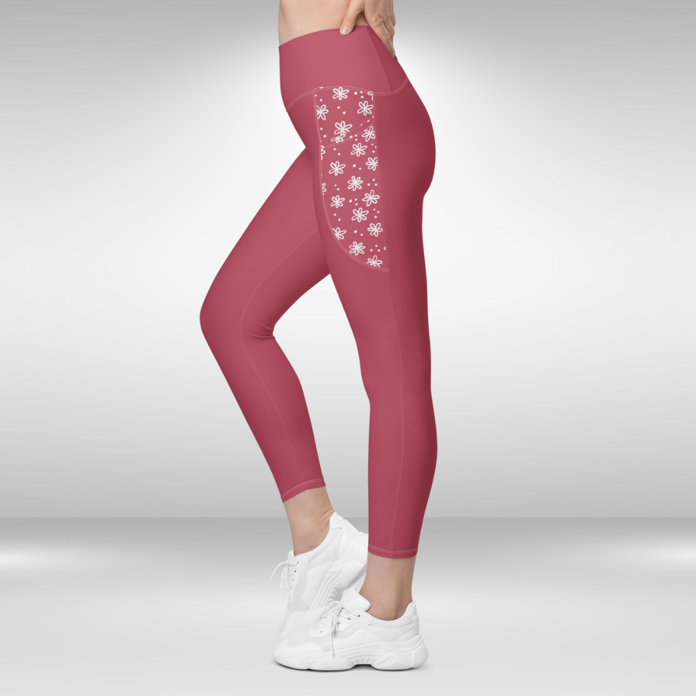 Women Legging With Pockets Rose Pink Plus Sizes Available