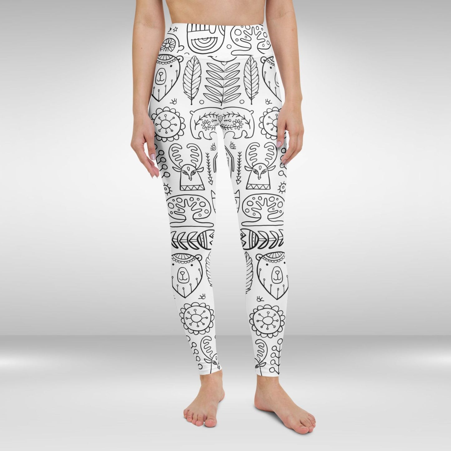 Women Yoga Legging - Black Nordic Print