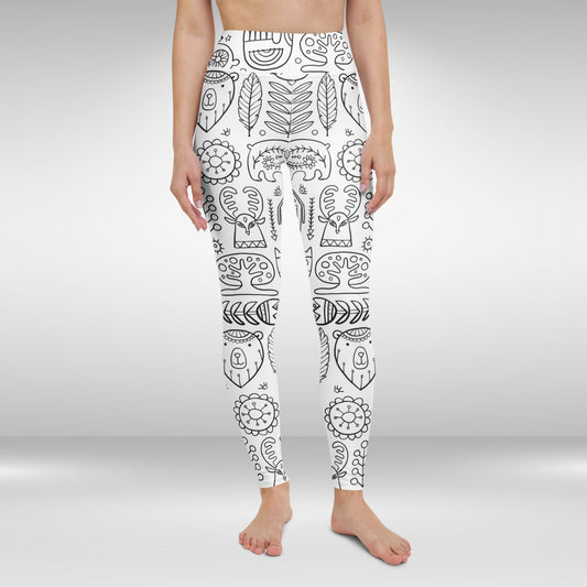 Women Yoga Legging - Black Nordic Print