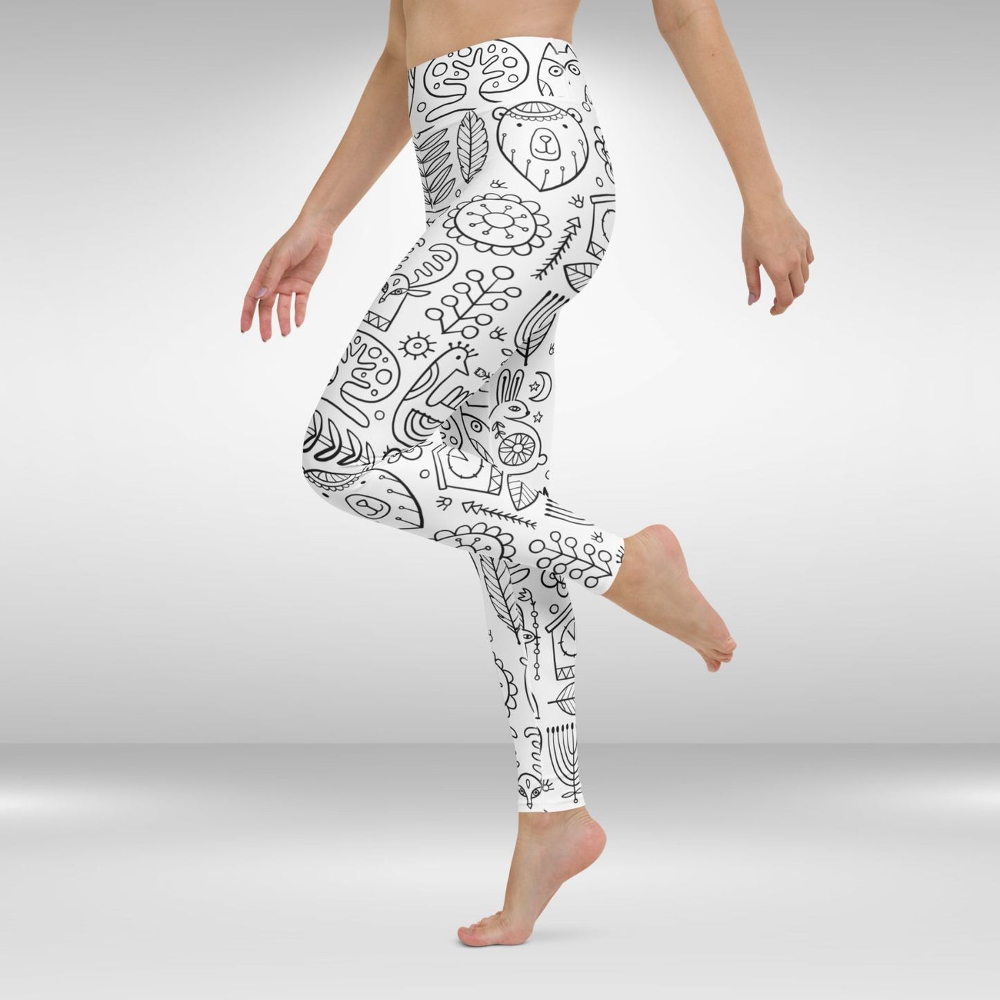 Women Yoga Legging - Black Nordic Print