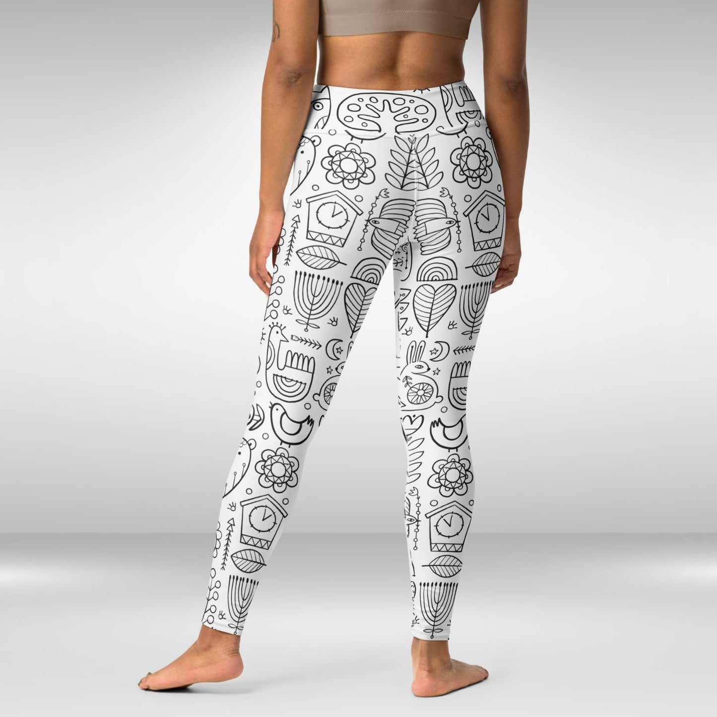 Women Yoga Legging - Black Nordic Print