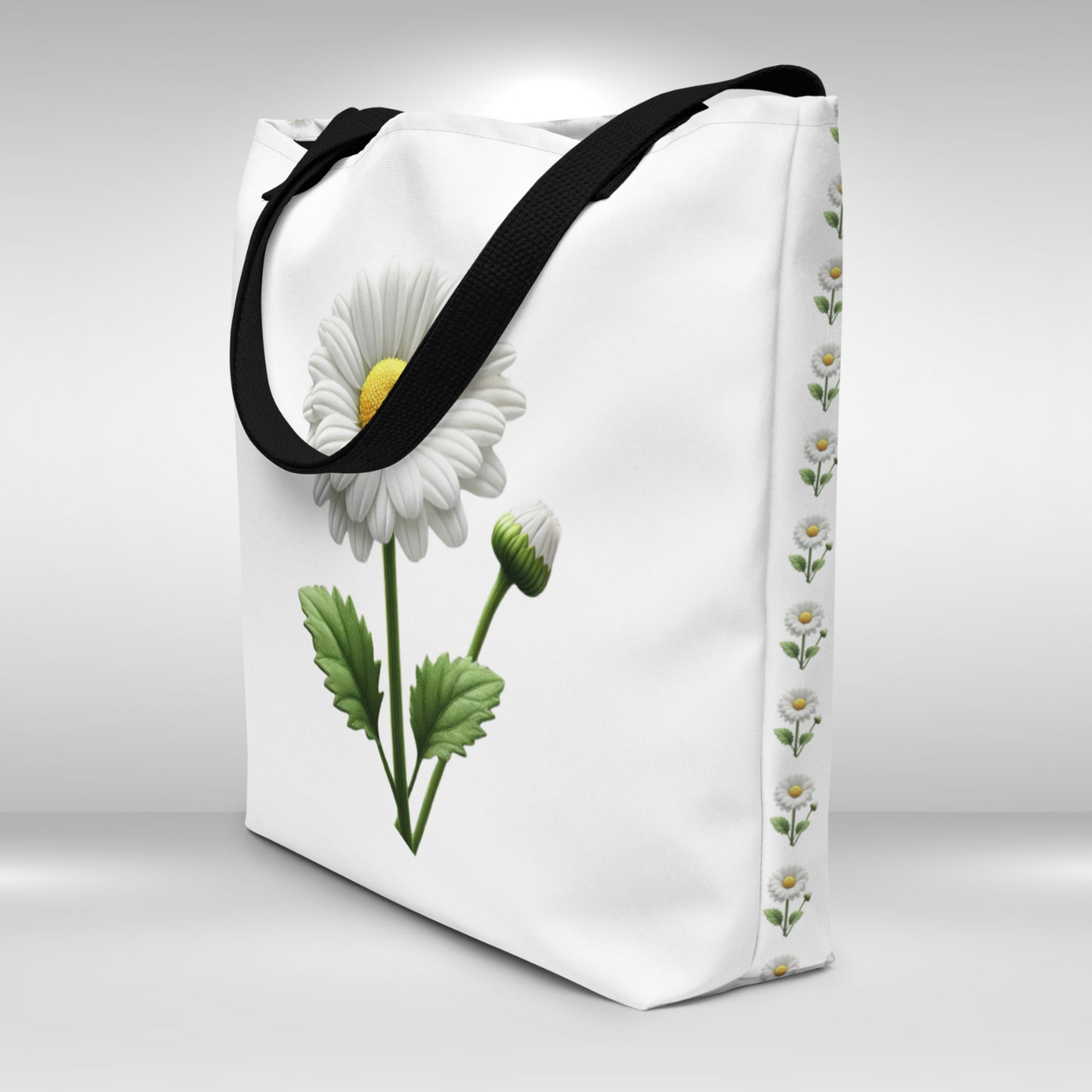 Shopping Tote Bag Large - April Birth Flower Daisy Print