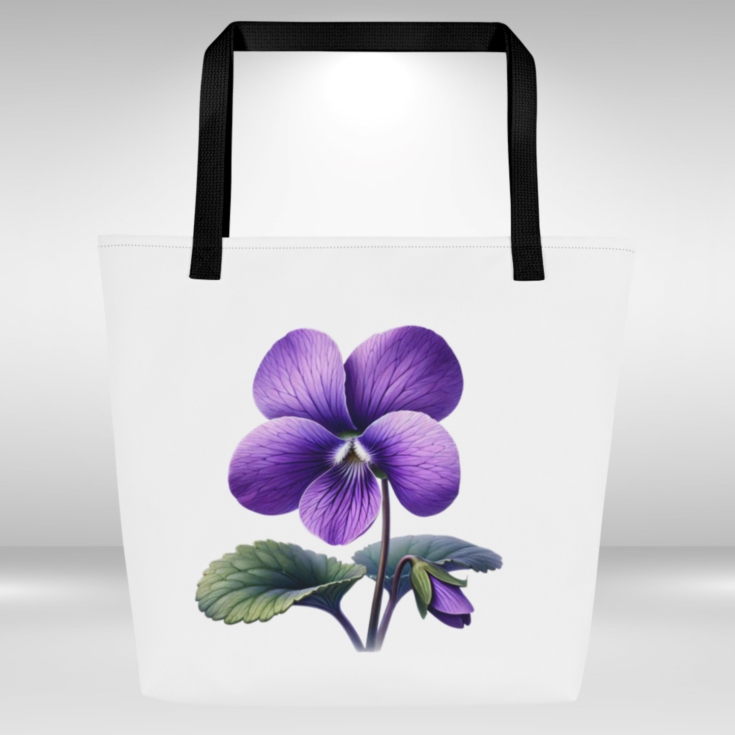 Shopping Tote Bag Large - February Birth Flower Violet Print