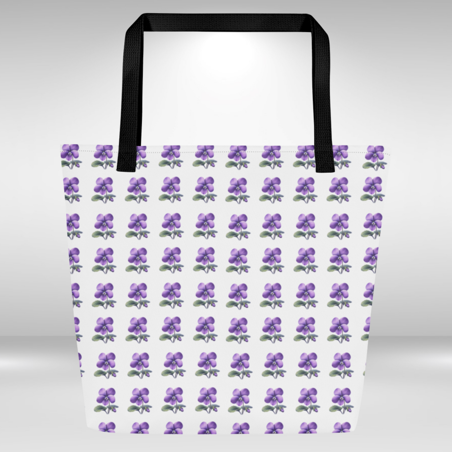 Shopping Tote Bag Large - February Birth Flower Violet Print