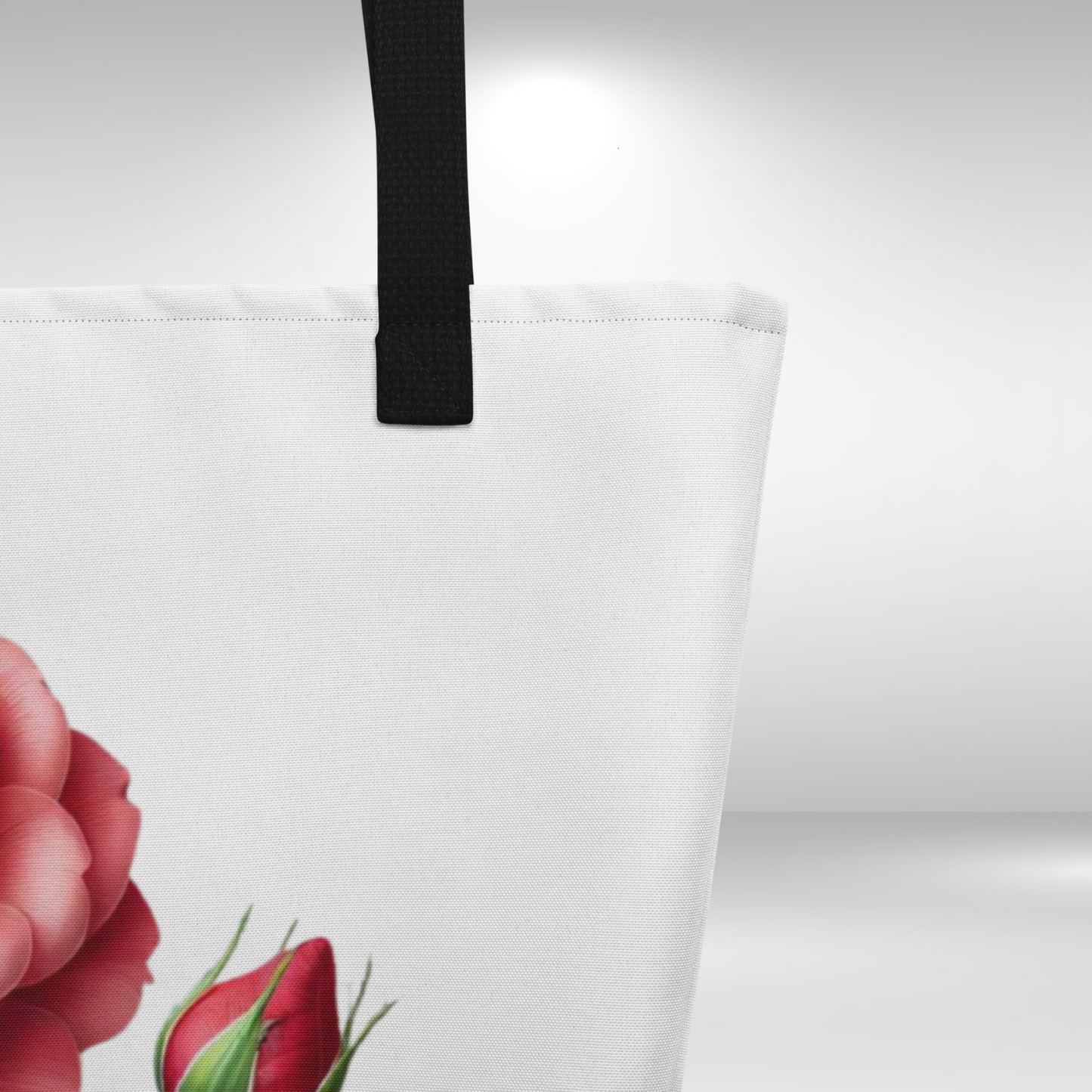 Shopping Tote Bag Large - June Birth Flower Rose Print