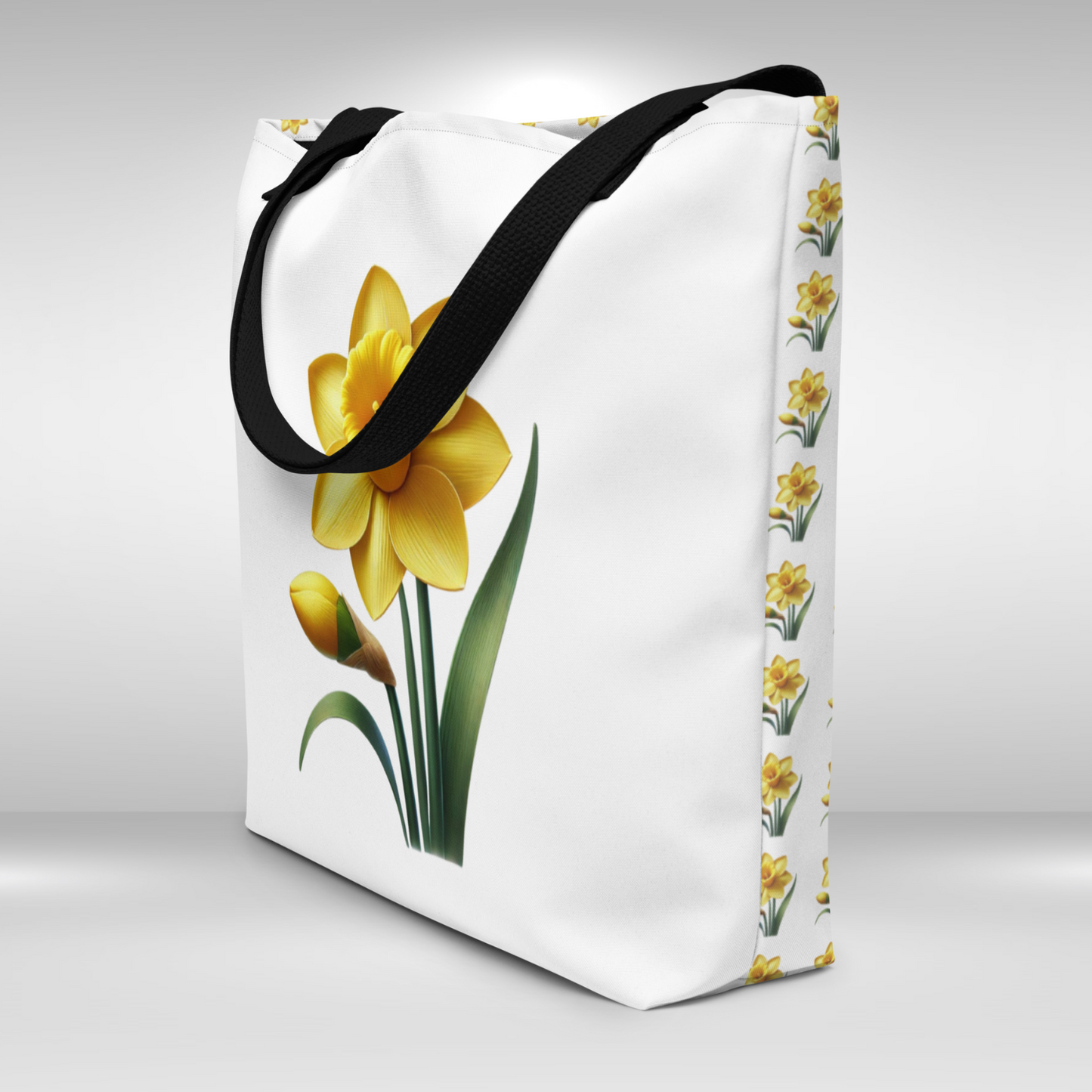 Shopping Tote Bag Large - March Birth Flower Daffodil Print