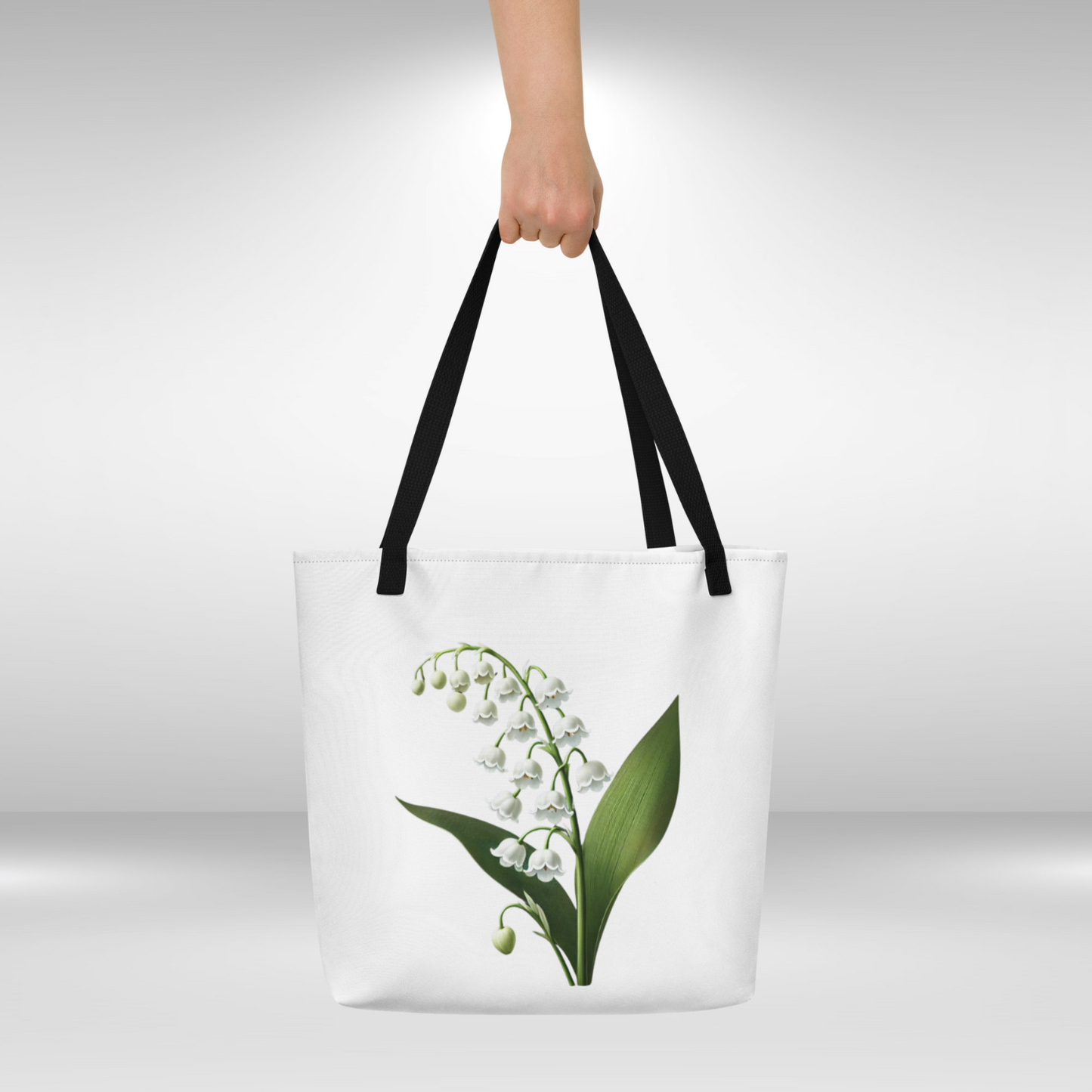 Shopping Tote Bag Large - May Birth Flower Lily Of The Valley Print