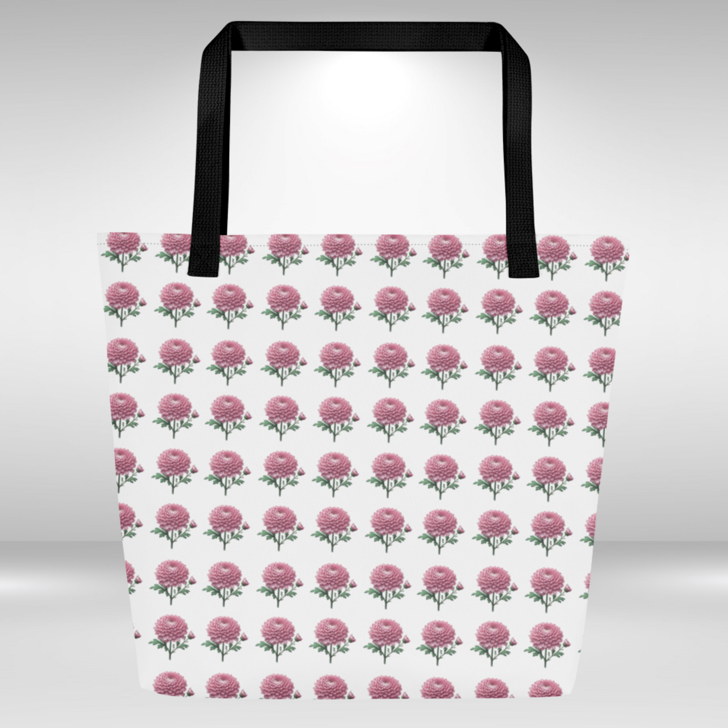 Shopping Tote Bag Large - November Birth Flower Chrysanthemum Print