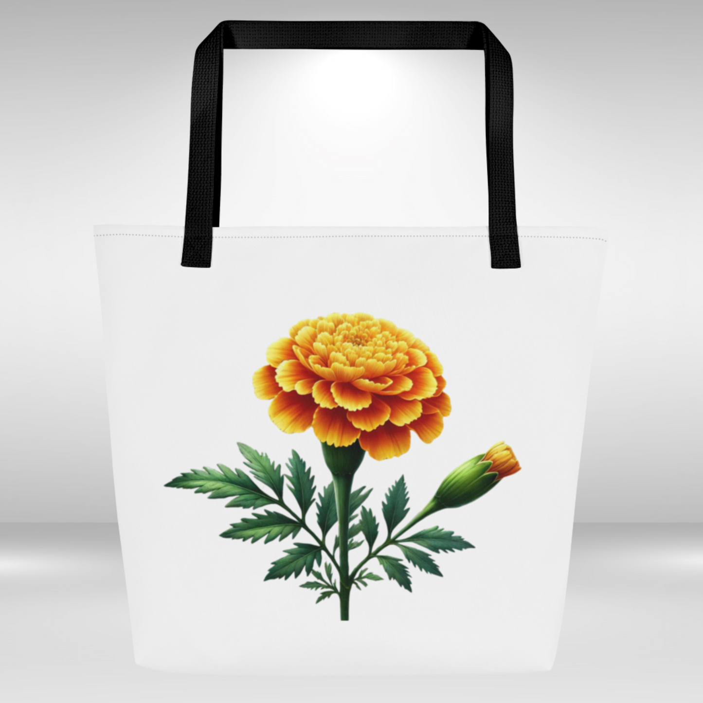 Shopping Tote Bag Large - October Birth Flower Marigold Print