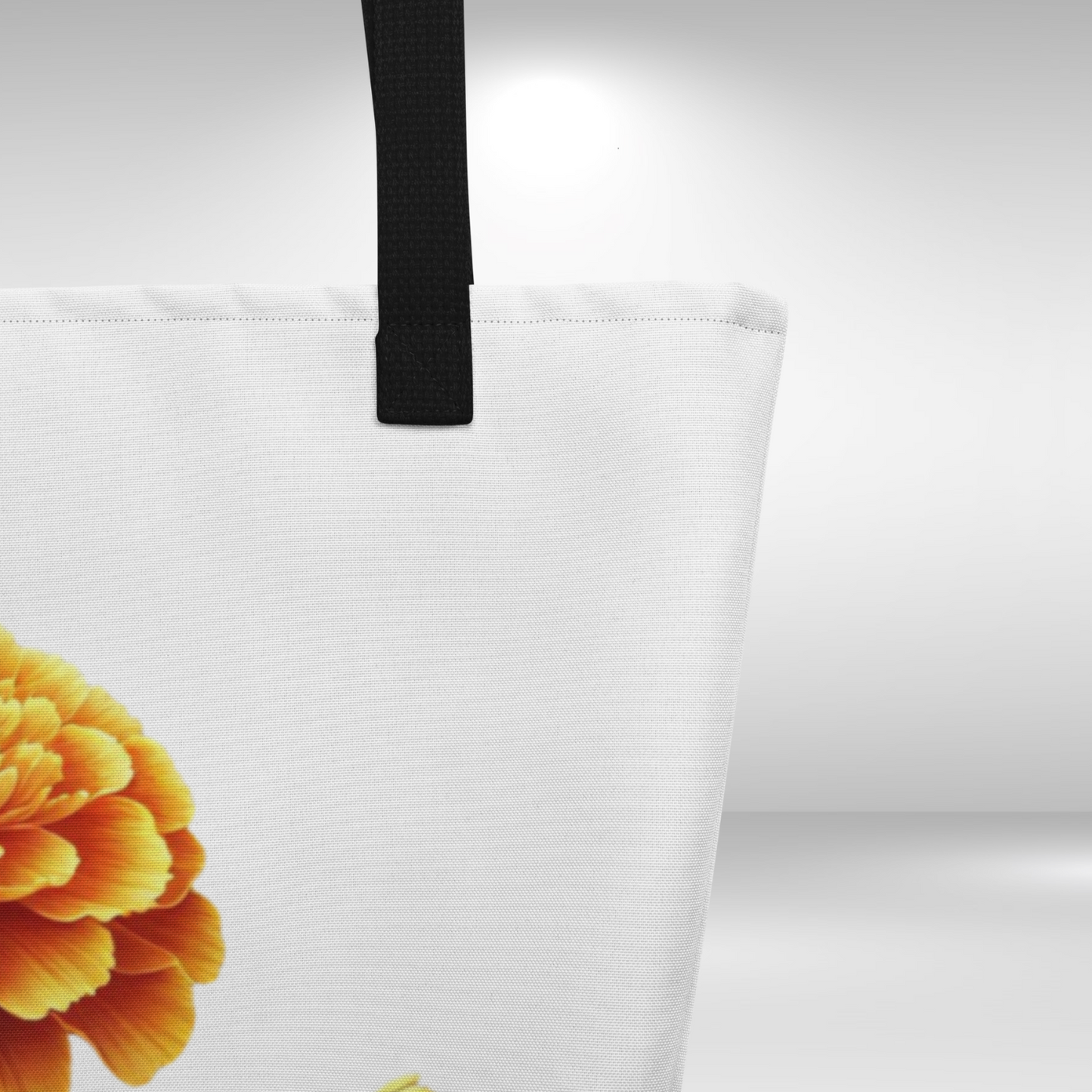 Shopping Tote Bag Large - October Birth Flower Marigold Print