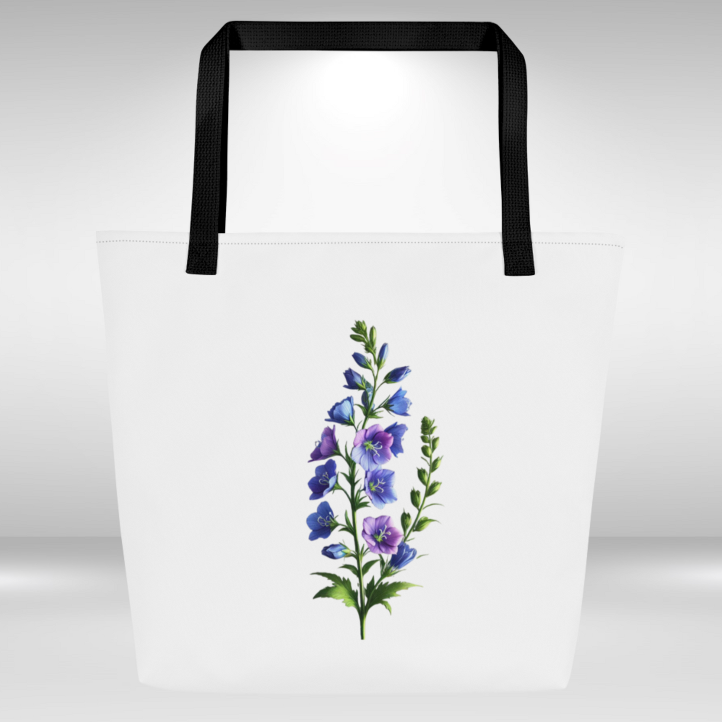 Shopping Tote Large - July Birth Flower Larkspur Print