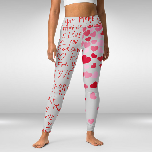 Women Yoga Legging - Valentine Love Heart Print