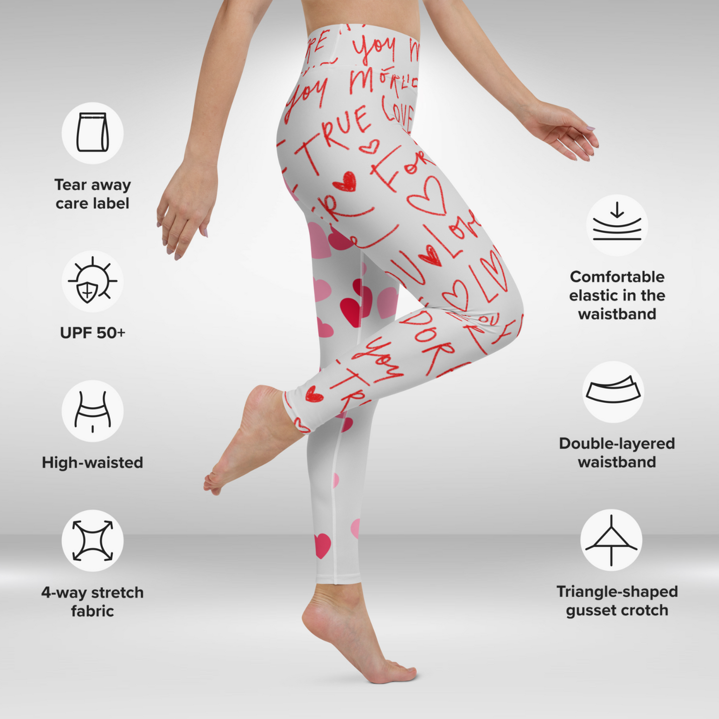Women Yoga Legging - Valentine Love Heart Print