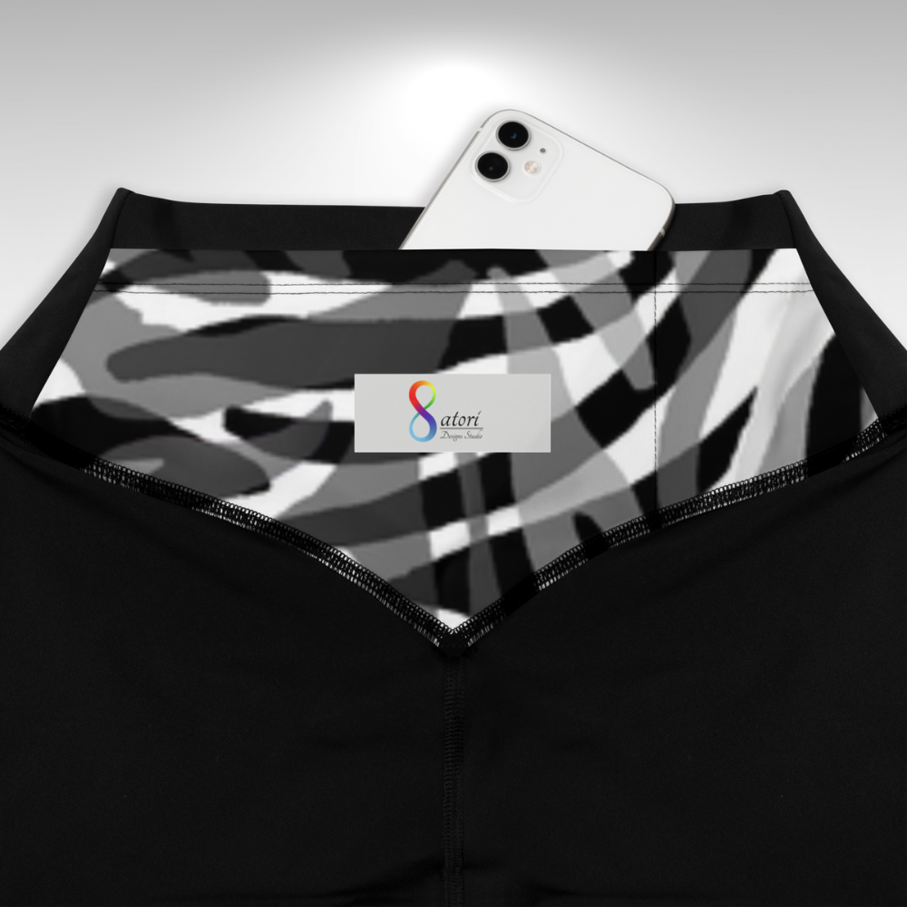 Women Compression- Black and White Camouflage Print