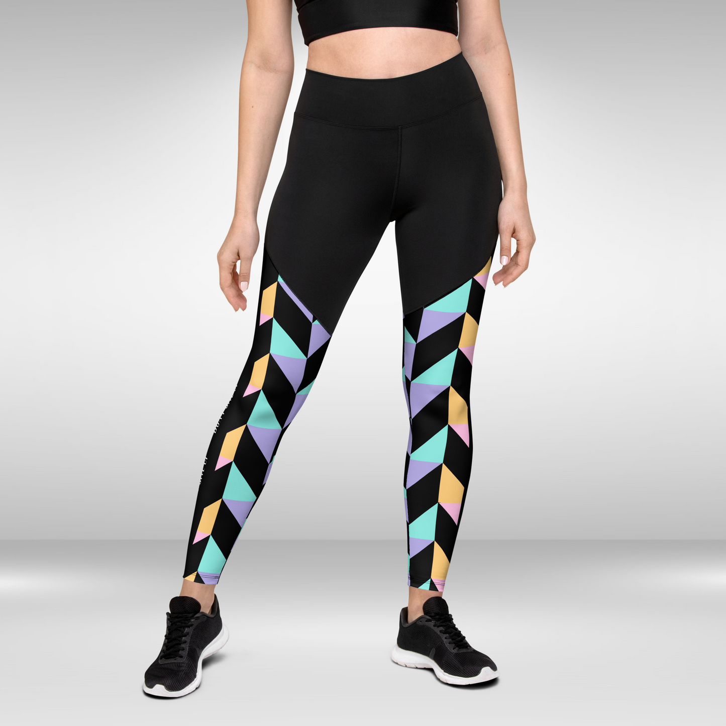 Women Compression Legging - Sporty Geometric Print