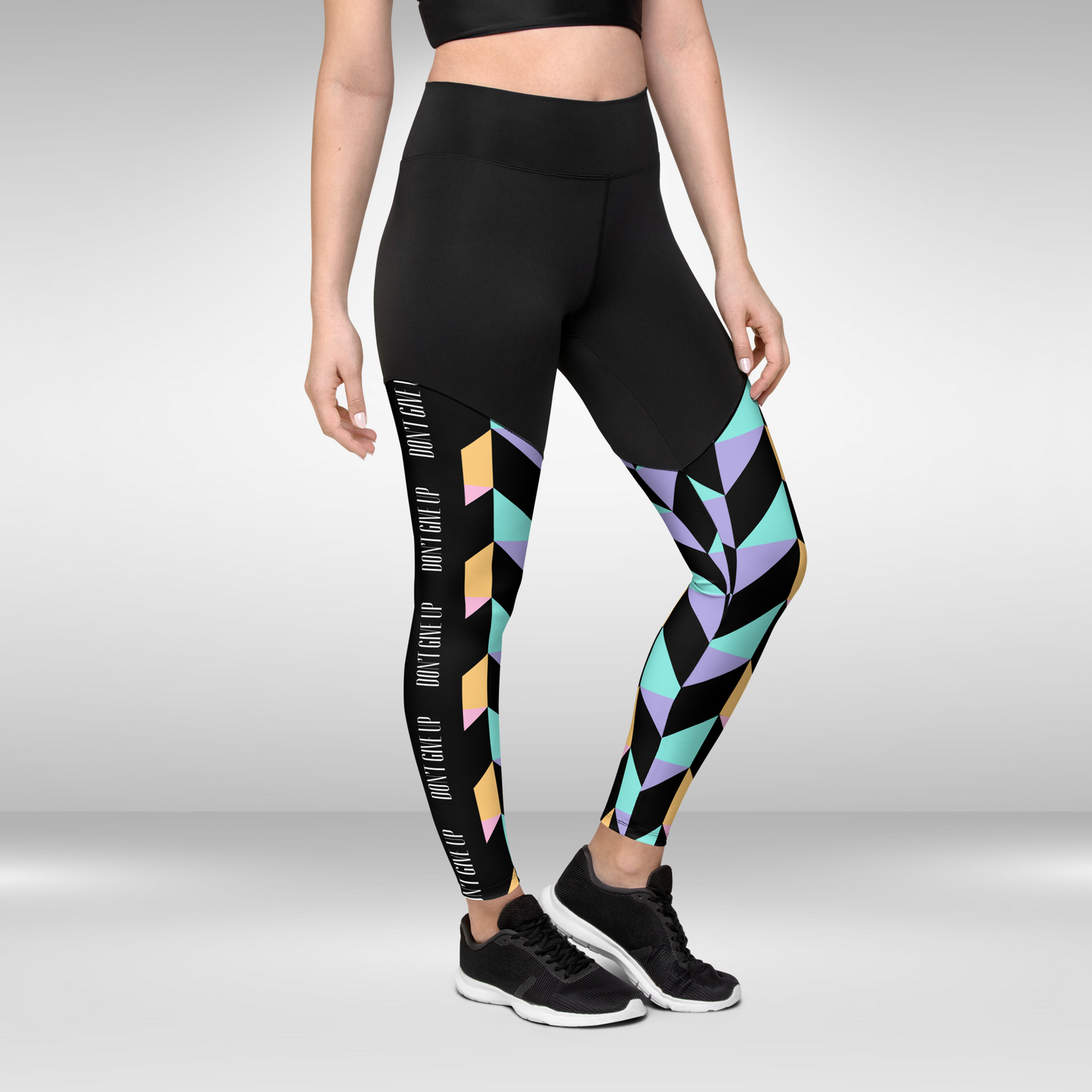 Women Compression Legging - Sporty Geometric Print