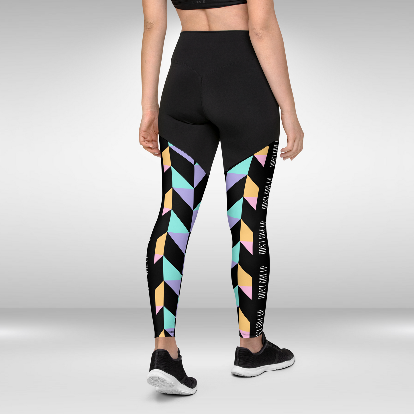 Women Compression Legging - Sporty Geometric Print