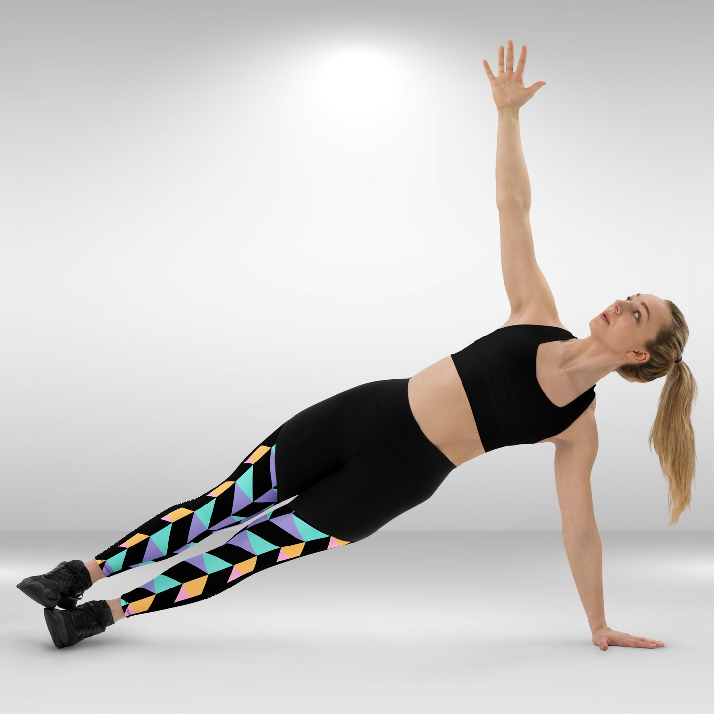 Women Compression Legging - Sporty Geometric Print