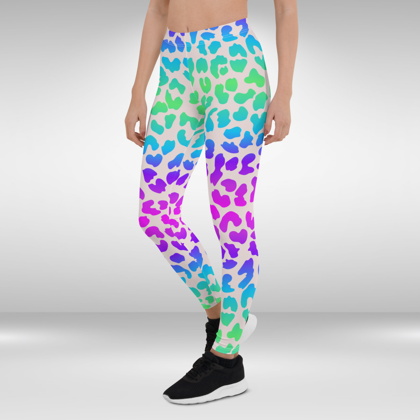 Women Gym Legging - Neon Leopard Print