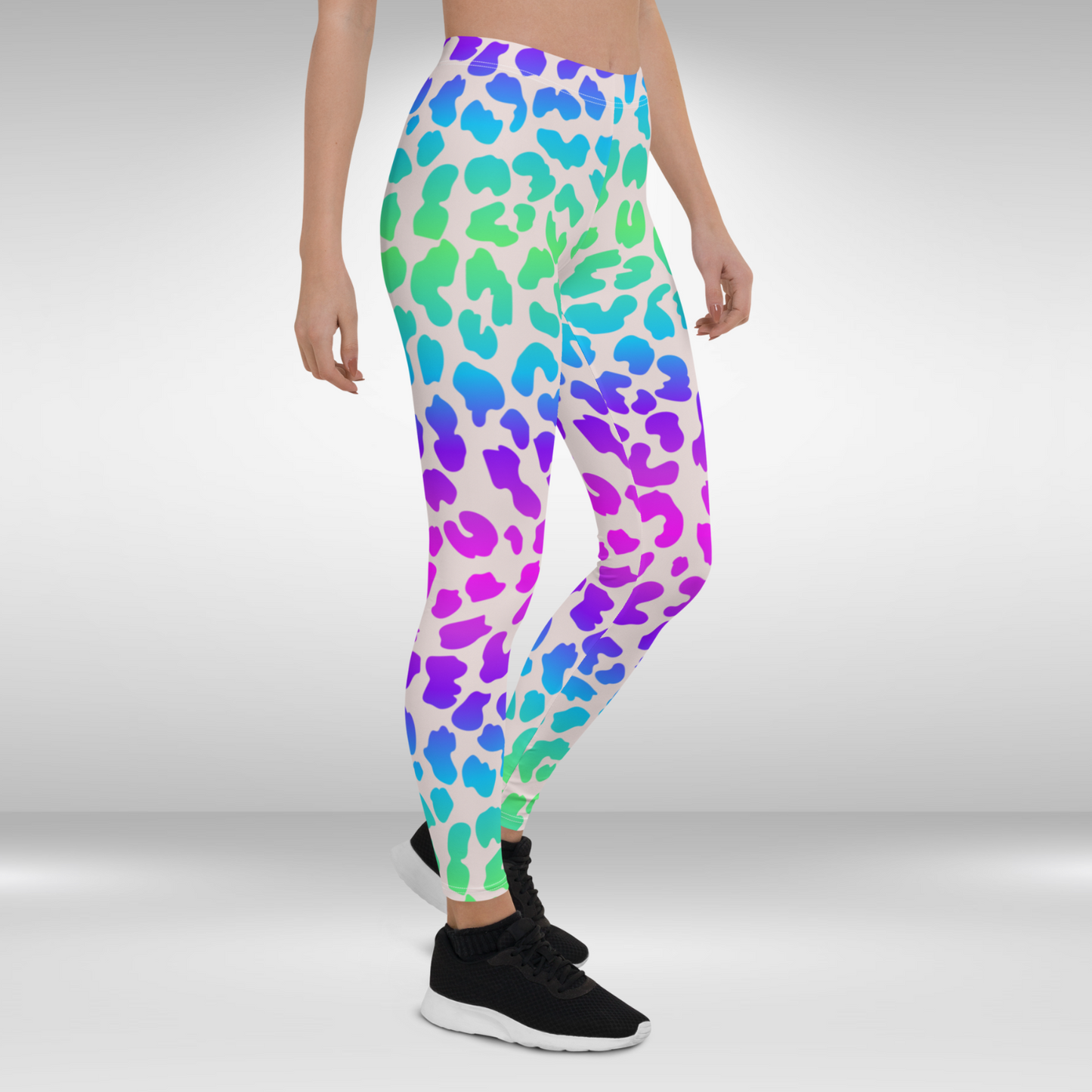 Women Gym Legging - Neon Leopard Print