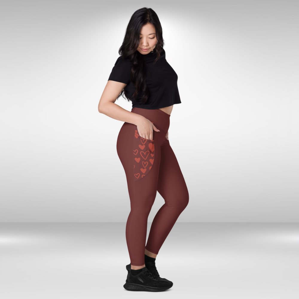 Women Leggings with pockets - Maroon - Plus Sizes Available
