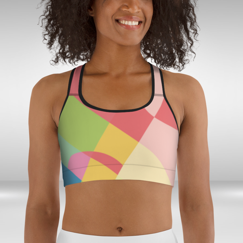 Women Sports bra - Multi Colour Abstract Print