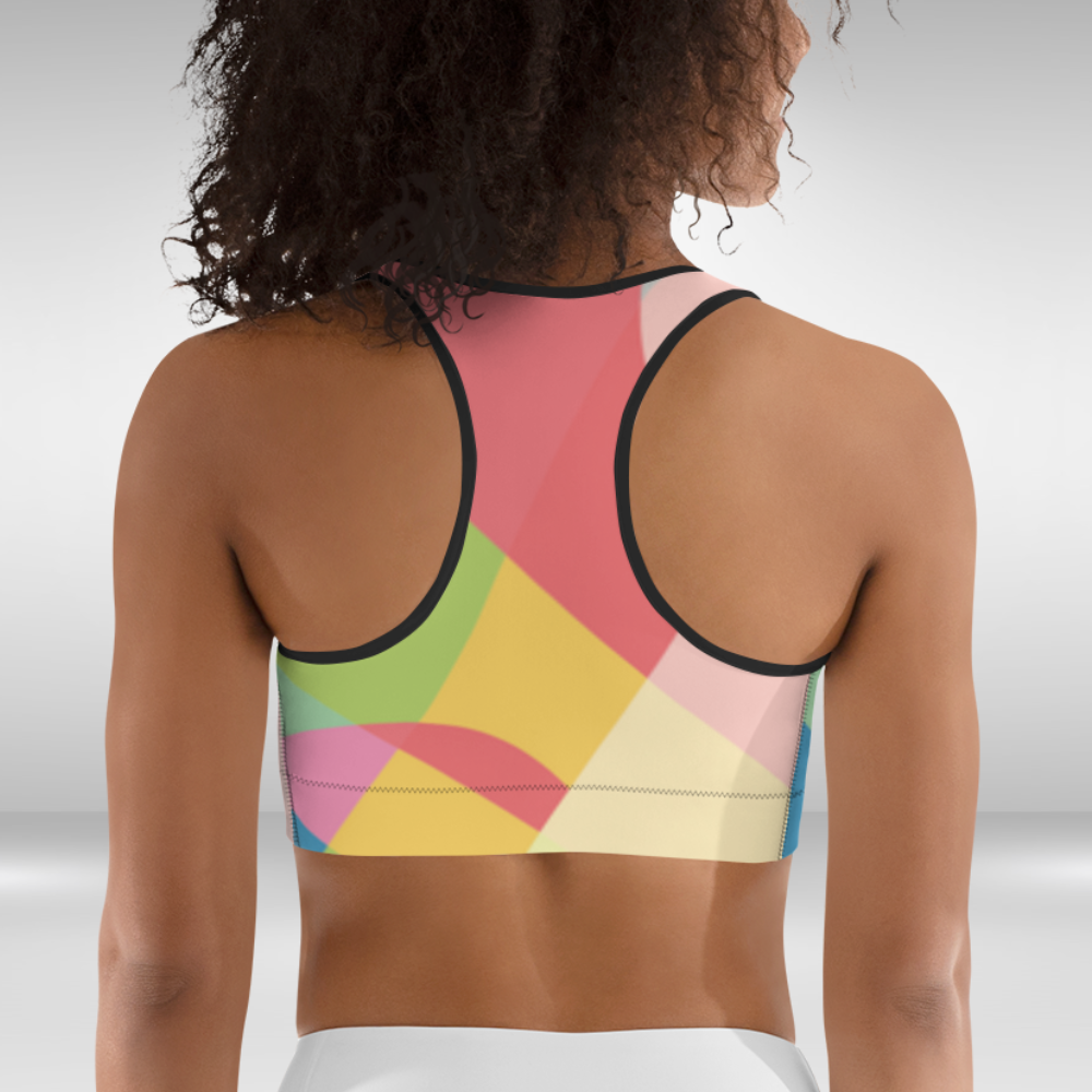 Women Sports bra - Multi Colour Abstract Print