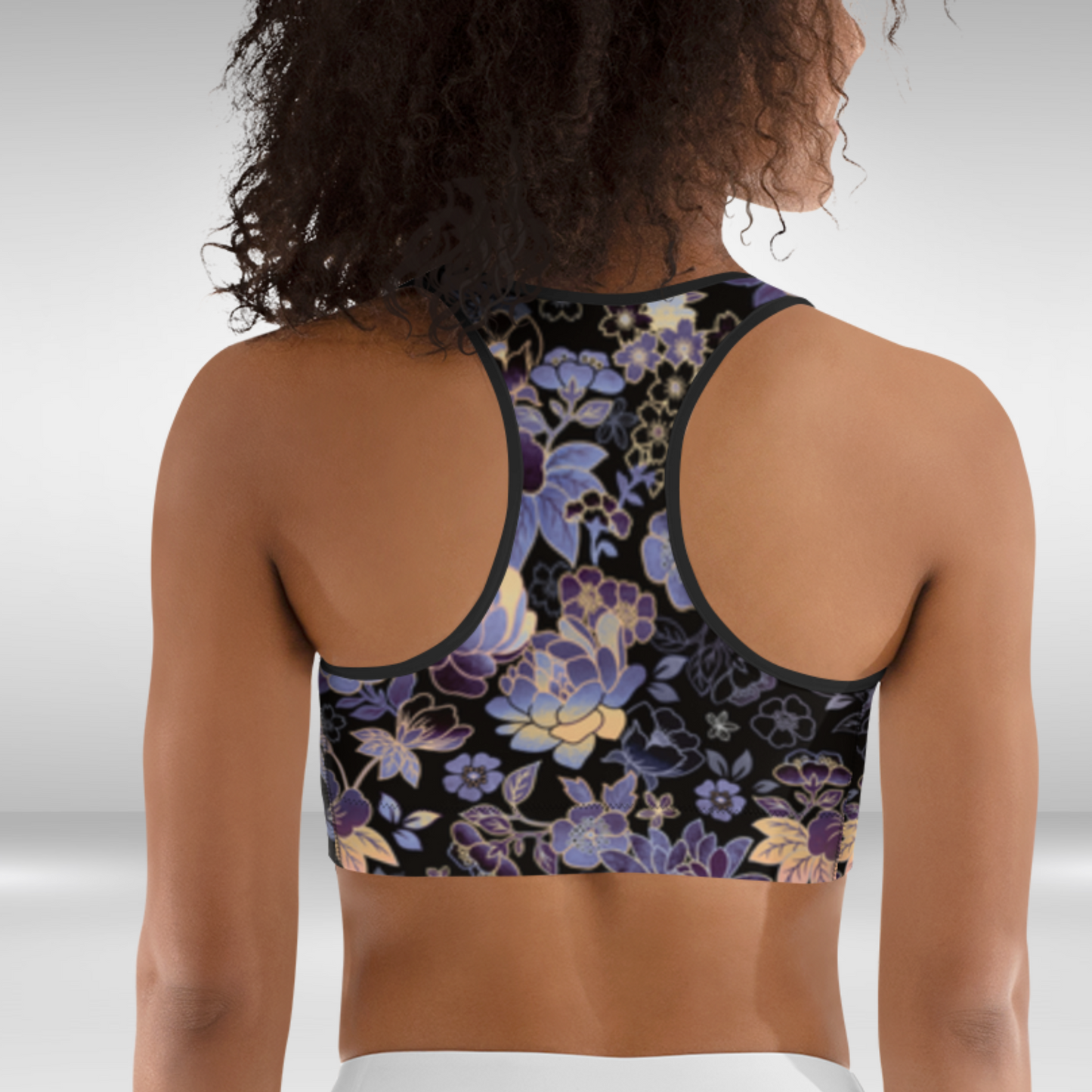 Women Sports Bra - Purple Floral Print