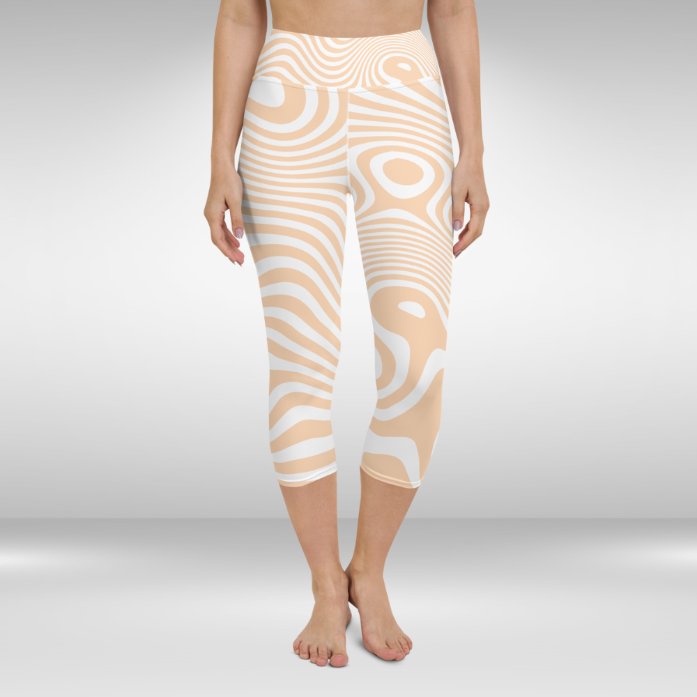 Women Yoga Capri Leggings - Pastel Abstract Print