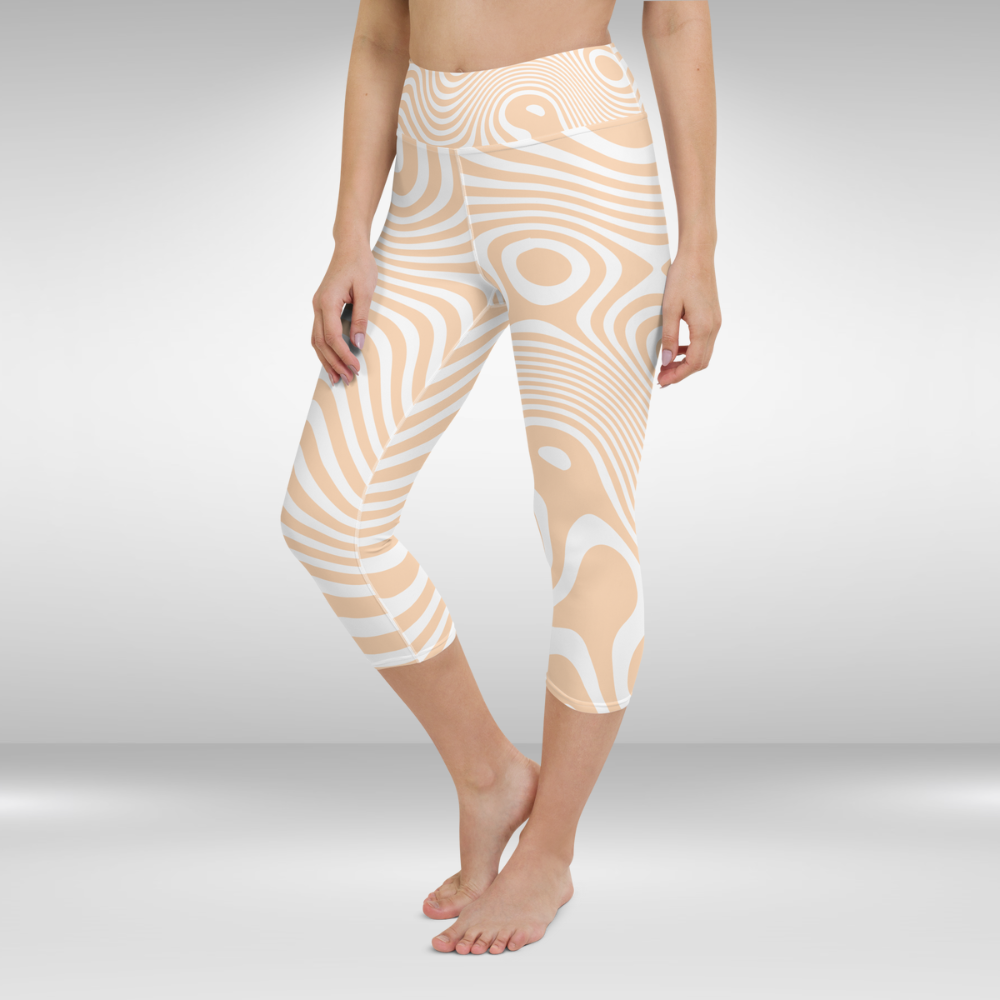 Women Yoga Capri Leggings - Pastel Abstract Print
