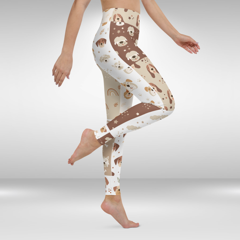 Women Yoga Leggings - Pastel Dog Print