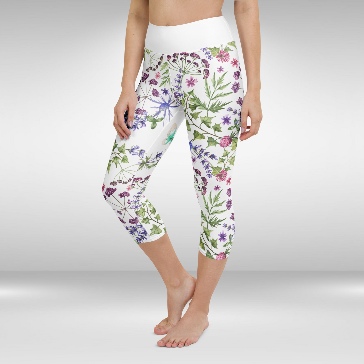 Women Capri Legging - Botanical Floral Print