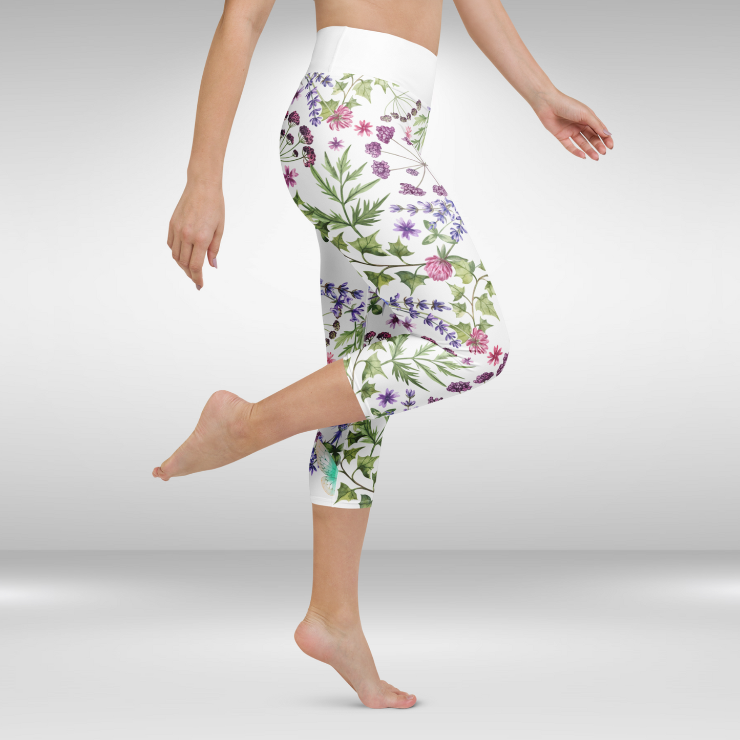 Women Capri Legging - Botanical Floral Print