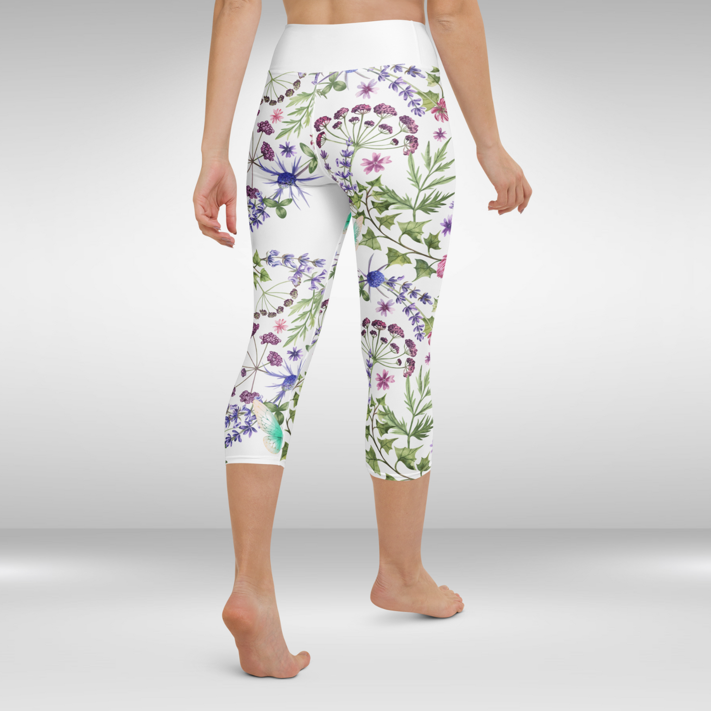 Women Capri Legging - Botanical Floral Print
