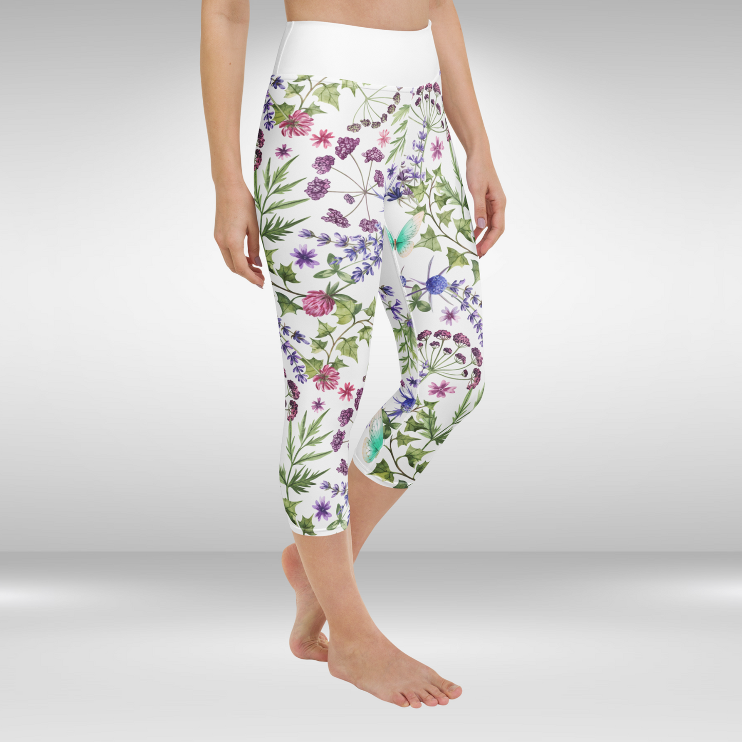 Women Capri Legging - Botanical Floral Print