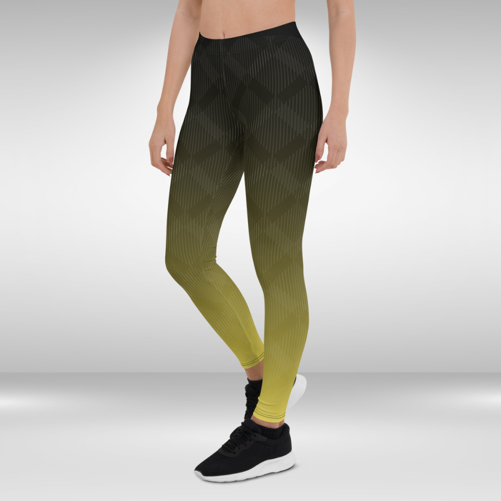 Women Gym Legging - Grey Green Abstract Print