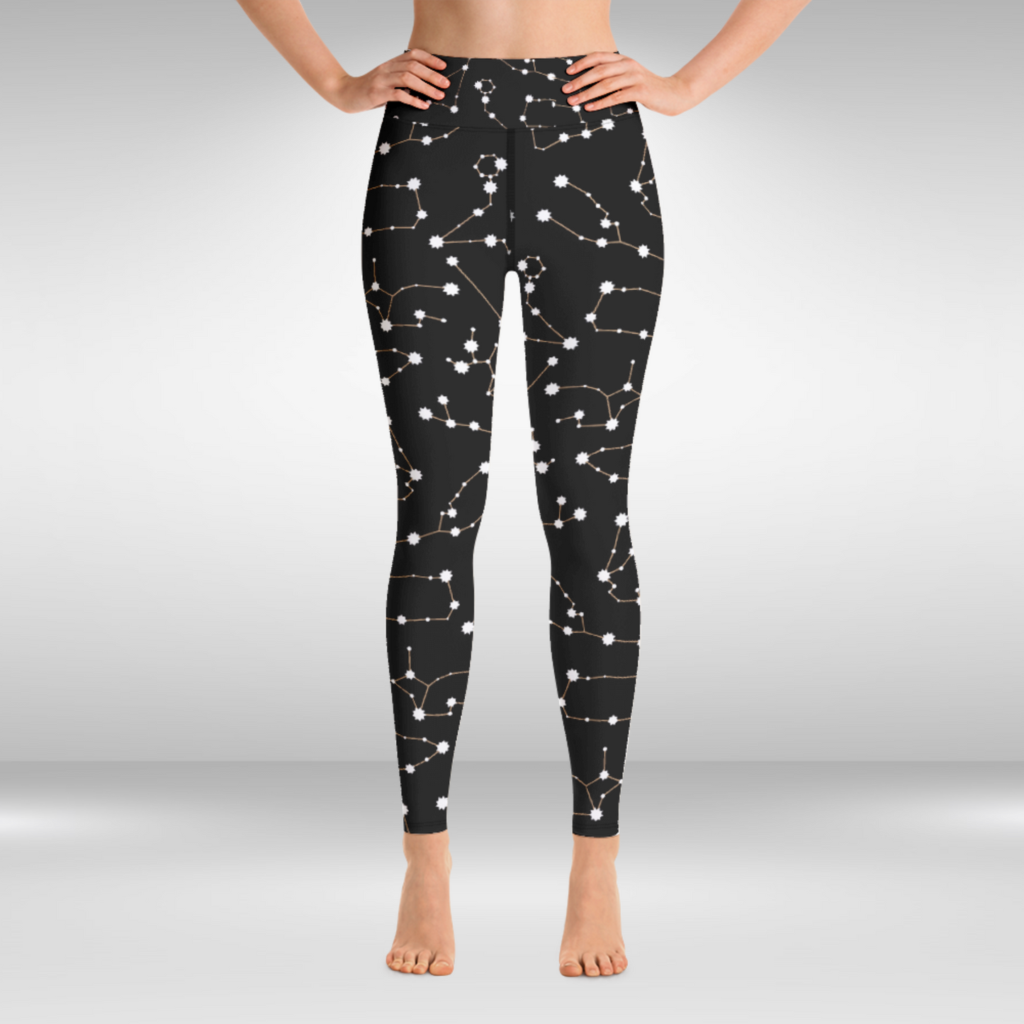 Women Yoga Legging - Black Constellation Print