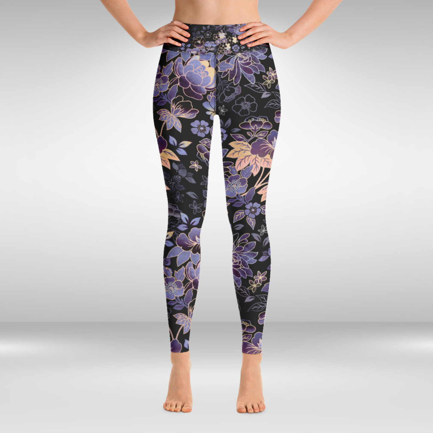 Women Yoga Legging - Purple Floral Print