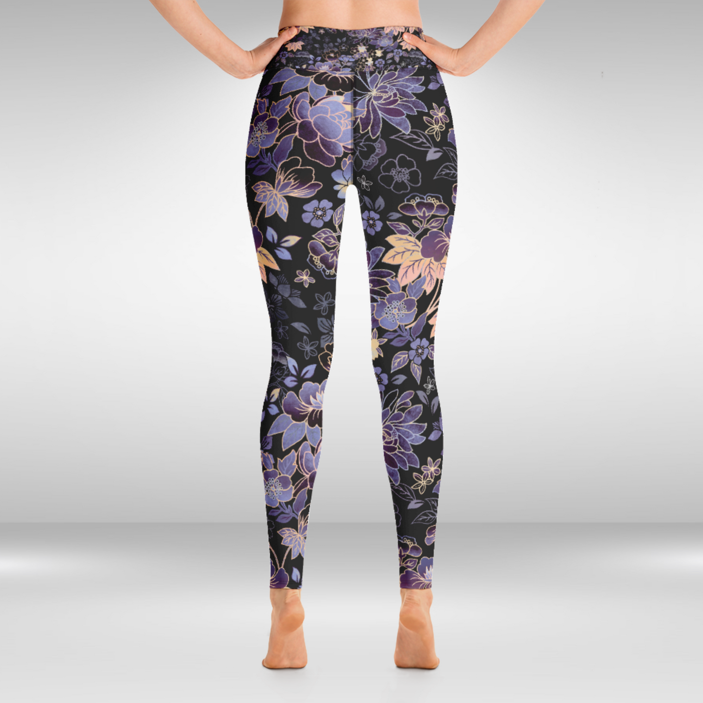 Women Yoga Legging - Purple Floral Print