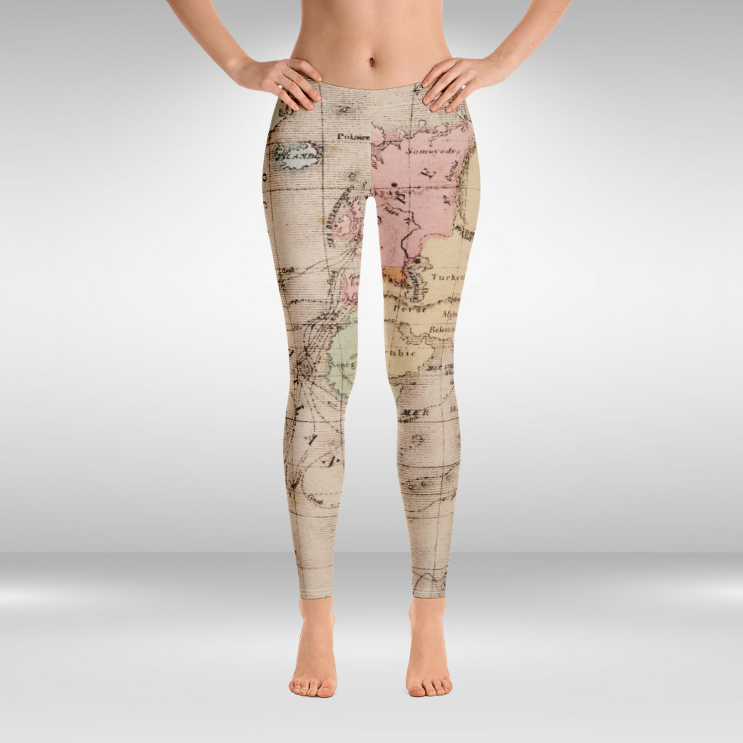 World Map Print Gym Leggings