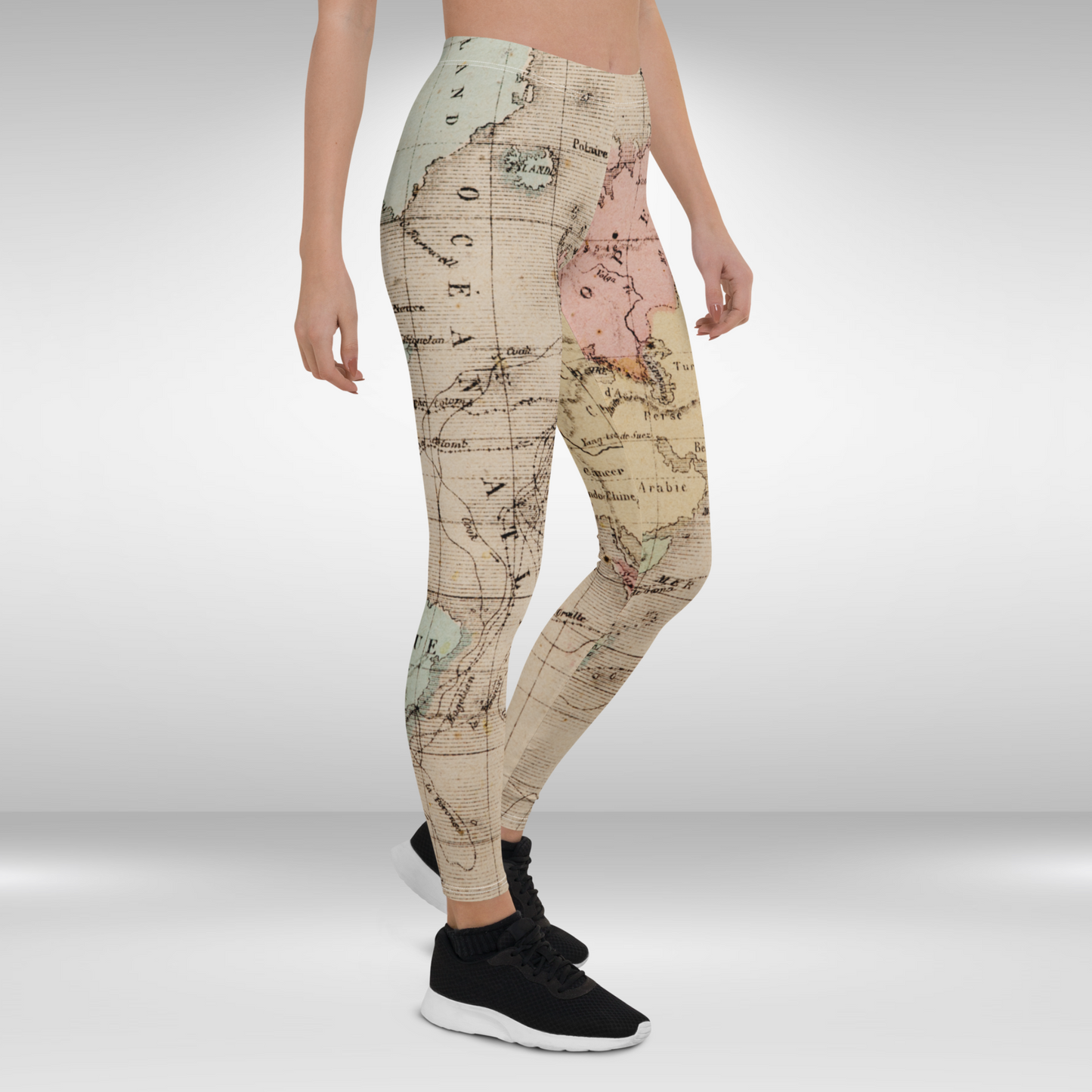 World Map Print Gym Leggings