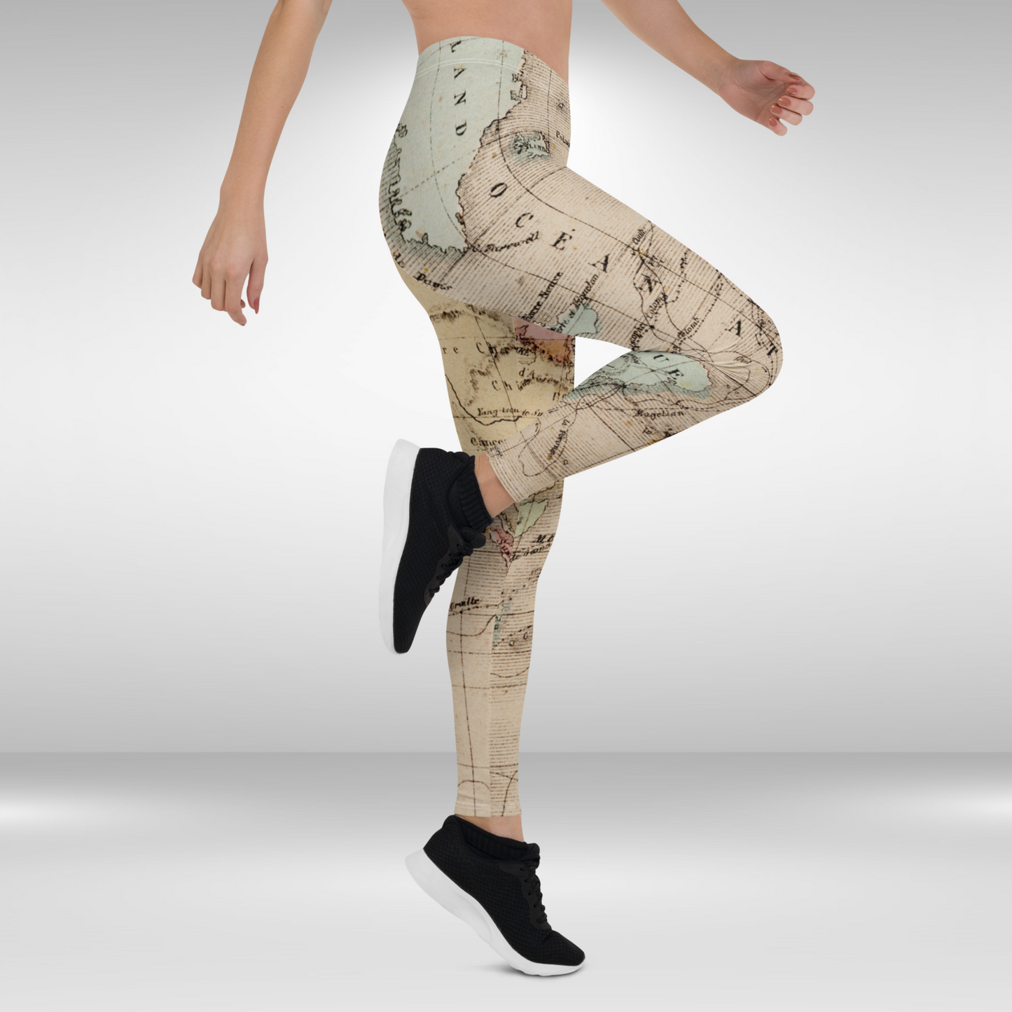 World Map Print Gym Leggings