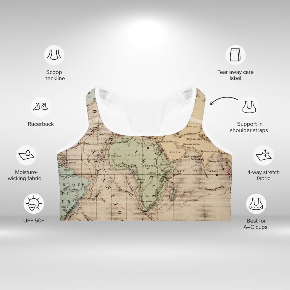World Map Sports bra